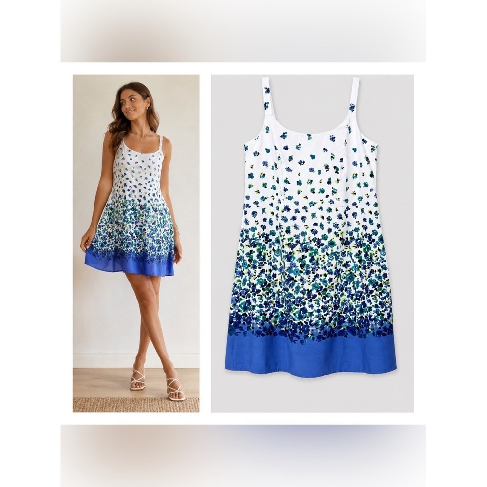 Dress Barn White Blue Floral A-Line Sundress